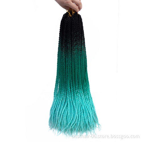 MYZYR Crochet Hair Ombre Senegalese Twist Synthetic Crotchet Braid 20inch 20 Roots Braiding Meche Extensions Twists Braids